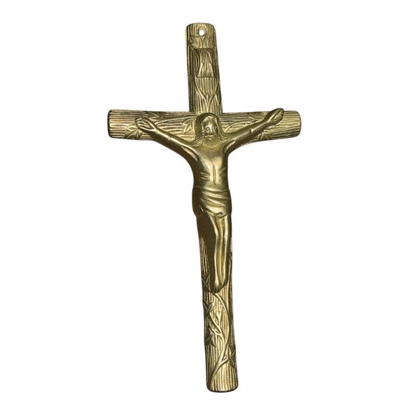 Jesus Crucifix Religious Christian Ornate Brass Wall Cross Decor Resurrection 11 - Picture 1 of 8